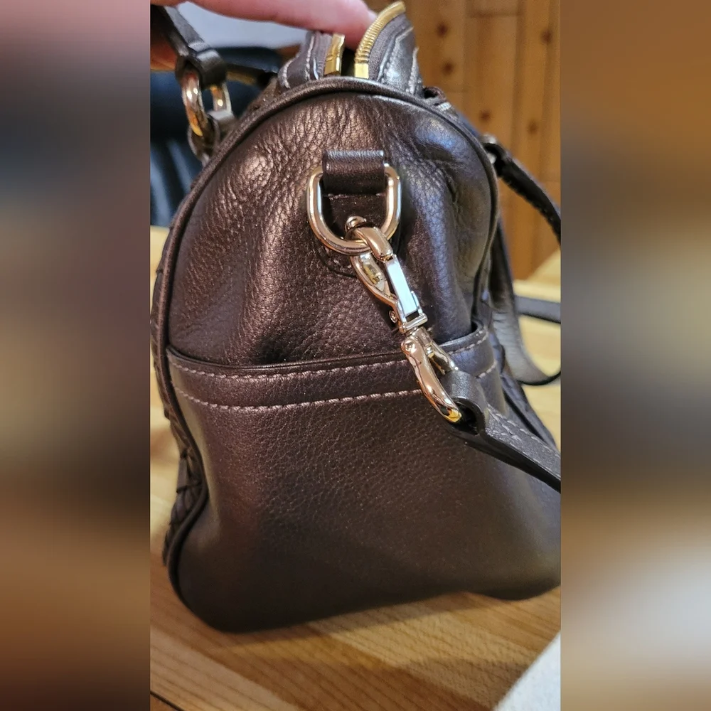 Cole Haan Chocolate Woven Leather Satchel - Picture 7 of 10